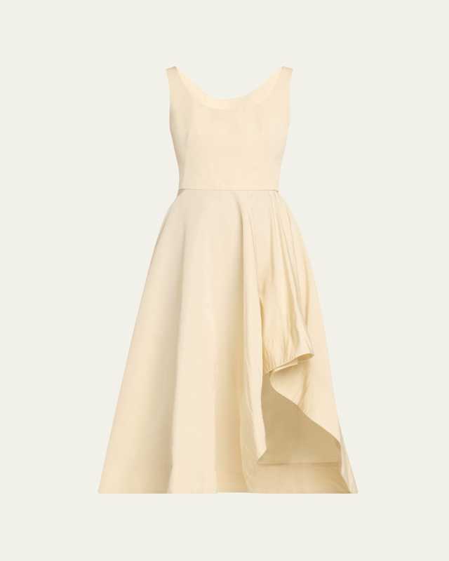 Scoop-Neck Asymmetric Midi Dress